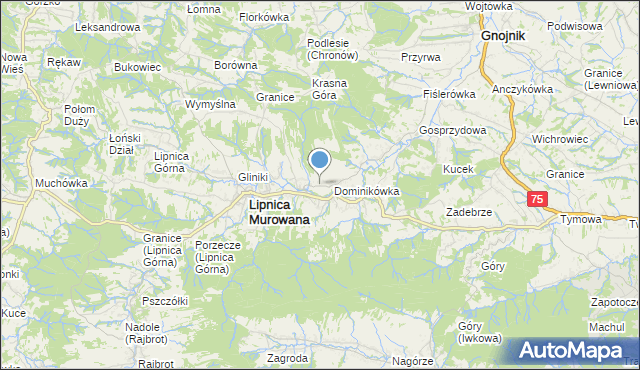 mapa Lipnica Dolna, Lipnica Dolna gmina Lipnica Murowana na mapie Targeo